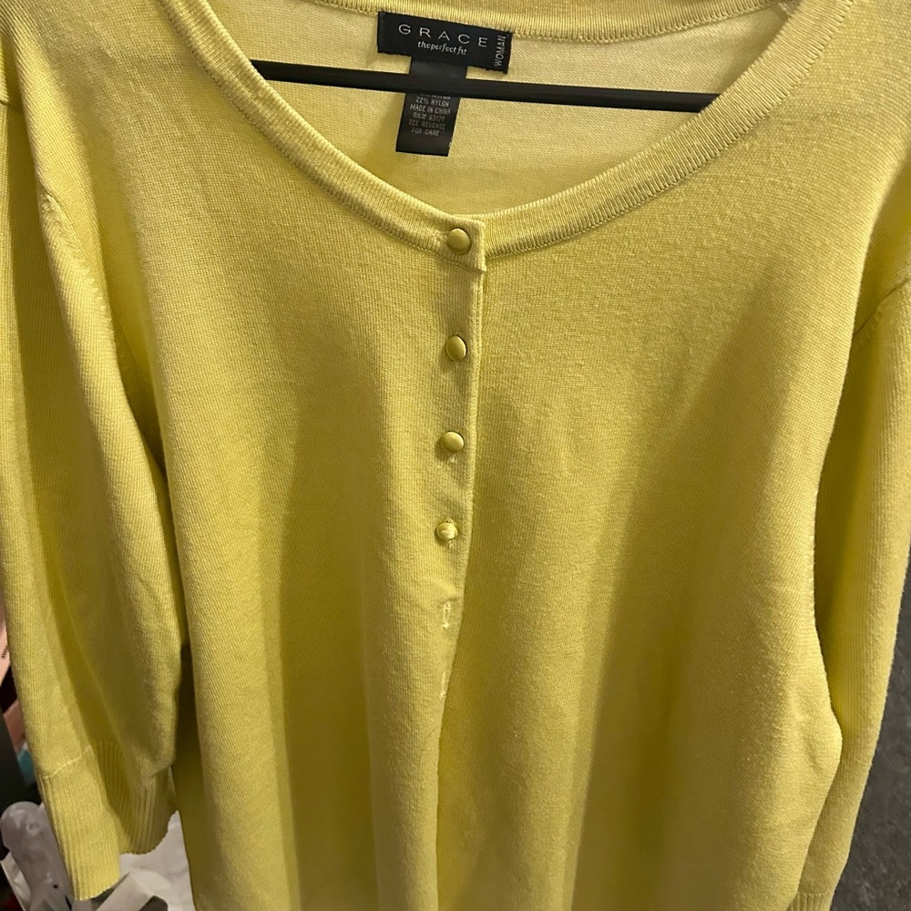 Grace Lemon Button-Up Sweater